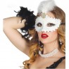 Loup à Plumes Effet Cuir Blanc