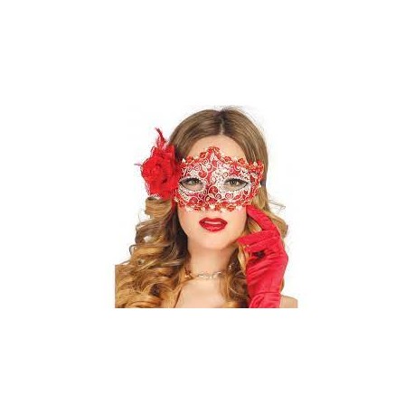 Masque Rouge Avec Fleur