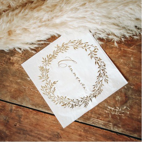 Serviette Communion Jolis Brin Blanche et Or