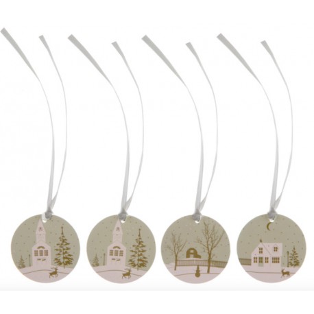 12 Marques-place Village de Noël ruban